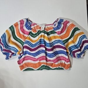 Rachel Zoe Crop Top Womens Medium Rainbow Fair Isle